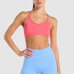 Soutien-gorge léger sans coutures dos nageur col ras du cou respirant bleu marine uni imprimé léopard pour le yoga et les activités sportives - Product Image 4