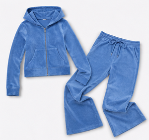 Unisex High Quality 100% Cotton <b>Velvet</b> Crop Hoodie Flare Pant Set Custom Printed Thick Jogging <b>Tracksuit</b> Logo Women Fitness - Product Image 3
