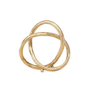 Proveedor mayorista indio Escultura de bucle de aluminio con acabado dorado Hecho a mano Diseño antiguo Escultura de bucle Mesa decorativa - Product Image 1