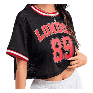 Camisetas de Jersey para Mujer, Personalizadas con Cuello en V, Apliques Bordados con Logotipo, Jersey Deportivo de Malla para Dama, Venta al Por Mayor - Product Image 6