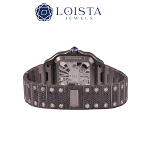 Reloj de cuarzo rectangular de acero inoxidable con incrustaciones de diamantes para mujer, esfera analógica, cristal de zafiro, correa de lujo de 20 mm - Product Image 4