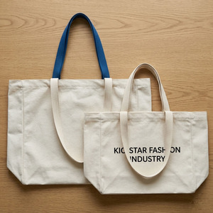 ถุงช้อปปิ้งผ้าฝ้ายแบบหนา ทนทาน พร้อมหูหิ้วสีดำตัดกัน - Product Image 6