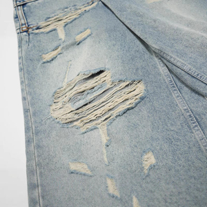 Pantalones Cortos de Mezclilla 100% Algodón con Estampado Vintage Hecho a Mano para Hombre, Transpirables, Casuales de Verano, Moda Personalizada, OEM, Venta al Por Mayor - Product Image 5