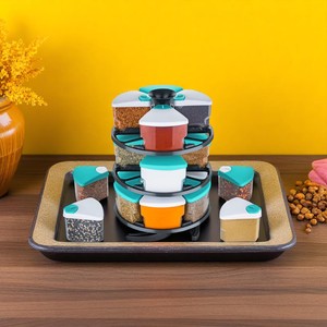 ชั้นวางเครื่องเทศหมุนได้อเนกประสงค์พร้อมขวดแก้วใส่เครื่องปรุงรส 12 ใบสำหรับจัดเก็บเครื่องปรุงรสต่างๆ - Product Image 6