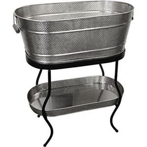 Bañera para Bebidas de Metal Galvanizado Blanco de Alta Calidad con Soporte, Enfriador de Bebidas para Fiestas, Bodas y Eventos al Aire Libre en Oferta - Product Image 2