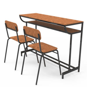 Ensemble table haute et chaises modernes en métal, structure métallique, surface en bois, écologique, durable, mobilier scolaire pour - Product Image 4