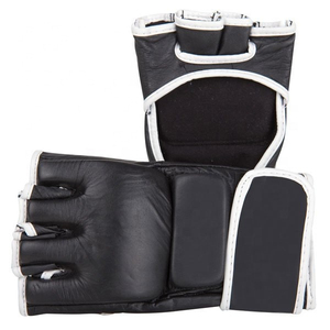 Gants de MMA demi-doigts personnalisables pour hommes en cuir de vachette véritable, lacés, anti-humidité, pour sacs de sable et Muay Thai, prix d'usine, vente en gros - Product Image 2