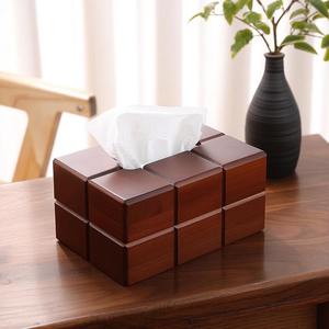 Boîte à mouchoirs contemporaine en bois massif avec compartiments, idéale pour les bureaux de bibliothèque et les comptoirs de café, provenant d'Inde - Product Image 1