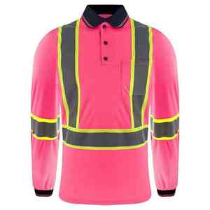 Polo T-shirt unisexe haute visibilité en polyester avec logo personnalisé, vêtements de travail réfléchissants, impression numérique, fusion sans couture, haute visibilité - Product Image 2