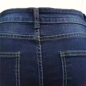Shorts de Mezclilla Azul Oscuro de Cintura Alta para Hombre, Casuales, de Color Sólido, con Botones, de Algodón Tejido Transpirable - Product Image 6
