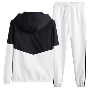 Color Block <b>Men</b> Hoodie and Jogger Set Lightweight Breathable Zip Up Tracksuit Custom Logo Casual Sportswear - Product Image 2