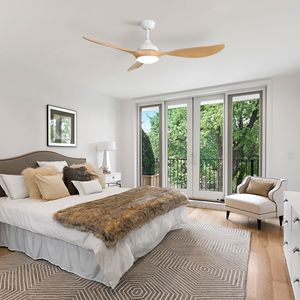Ventiladores de Techo LED Modernos de 56 Pulgadas con Luz LED Regulable y Motor Reversible de CC Silencioso para Uso en Interiores y Exteriores - Product Image 6