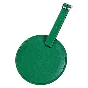 Étiquette de bagage en cuir PU véritable vert, de forme ronde, couleur unie, durable, écologique, de haute qualité, accessoire de voyage - Product Image 1
