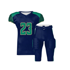 Ensemble d'uniformes de football américain pour hommes, maillot et pantalon vert marine, sublimé, numéro 23, matière en mesh respirante et anti-humidité - Product Image 1