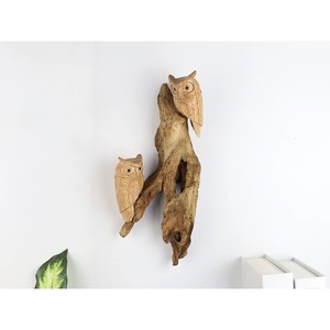Superbe sculpture murale en bois d'hibou faite à la main, décoration rustique, art animalier sculpté, ornement pour salon - Product Image 1