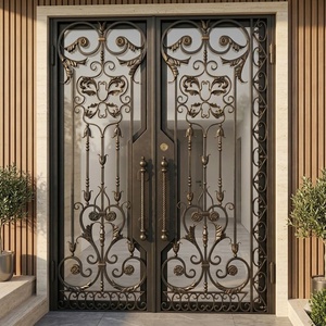 Traditional Steel Wrought Iron <b>Swing</b> Main Gate with Arched Design Rust-Resistant Properties Easy Assembly Painted Finish - Product Image 6