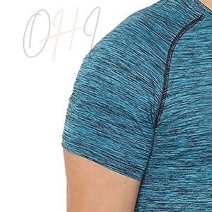 เสื้อยืดออกกำลังกายผู้ชายสีน้ำเงินลายไท-ได ระบายอากาศได้ดี ทรงโอเวอร์ไซส์ ผ้าฝ้าย 100% แขนเสื้อแบบแร็กแลน - Product Image 6