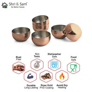 ชาม Chutney 6ชิ้นทำจากสเตนเลสเคลือบ PVD สีโรสโกลด์ - Product Image 3