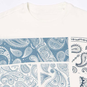 Camiseta Blanca de Manga Corta para Hombre, Cuello Redondo, Corte Regular, Estilo Casual con Estampado Azul, Tejido de Algodón Transpirable - Product Image 5