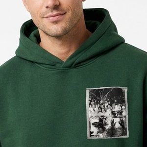 Novedades: Sudadera con Capucha Verde para Hombre, con Logotipo Personalizado, Bolsillo Frontal, Estampado, Informal, de Felpa, Algodón, para Otoño, Corte Regular - Product Image 5