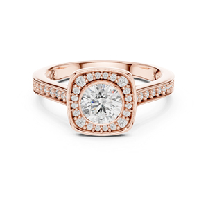 แหวนทองคำ 14K โรสโกลด์ ประดับเพชรทรงกลมเพาะเลี้ยงในห้องปฏิบัติการ สำหรับผู้หญิง สวมใส่ได้ทุกวัน |   เพชรที่เพิ่งเพาะเลี้ยง - Product Image 1