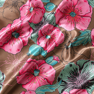 Tela Satén de Poliéster/Algodón con Estampado Floral Orgánico Ecológico, Resistente a Químicos y Transpirable para Prendas y Decoración del Hogar - Product Image 4