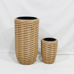 New Design Minimalist Plastic Wicker Tall Cylinder Vase Durable Eco-Friendly Waterproof Garden <b>Plant</b> Flower <b>Basket</b> - Product Image 1