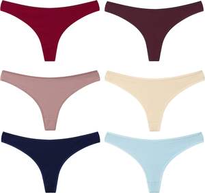 Gentle Embrace Womens <b>Thong</b> Underwear <b>Panties</b> Soft Cotton Stretch Breathable Fabric Smooth Fit Full Coverage Daily Comfort Touch - Product Image 2