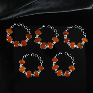 Bracelet à maillons ovales multi-pierres en argent sterling 925 plaqué, fait main, avec pierres naturelles de cornaline opaque, vente en gros - Product Image 6
