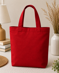 Red Canvas Tote <b>Bag</b> with Embroidery Customized Closure for Everyday Use Shopping <b>Work</b> School Travel Companion - Product Image 6
