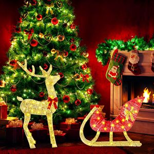 Guirlande lumineuse LED en forme de rennes de Noël, 16,97 pieds, jaune chaud, 8 modes, fer robuste antirouille, décorations de jardin pour les fêtes en plein air - Product Image 3