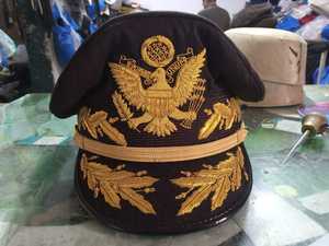 High Quality Wholesale Custom Handmade Bullion Embroidery <b>Top</b> <b>Hat</b> 100% Cotton Unisex Peak Cap - Product Image 4