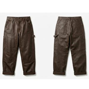 Pantalon de travail droit coupe ample pour homme en similicuir, pantalon en similicuir personnalisé pour homme, bas en PU de bonne qualité, vente chaude - Product Image 3