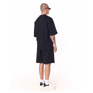 Ensemble de t-shirts en coton écologique pour hommes, vêtements de sport d'été, tenue en deux pièces, t-shirt à col rond, shorts, tenue décontractée, survêtement de sport - Product Image 5
