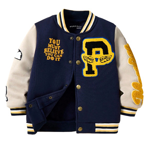Customized Boys Unisex Winter Windproof Super Thick Loose Fit Chenille Patch Work <b>Baseball</b> Varsity <b>Jackets</b> <b>Kids</b> Casual Wear - Product Image 3