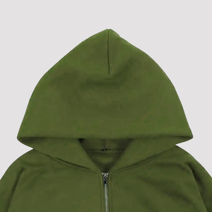 Sweat à capuche double couche en coton personnalisé avec logo, nouvelle mode, coupe ample, épais, zippé, en molleton bouclette brodé pour l'automne - Product Image 3