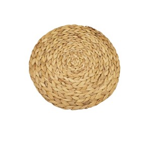 Set de table rond en jacinthe d'eau tressée, fait main, naturel, style rustique bohème, résistant à la chaleur - Product Image 1