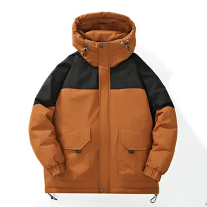 Chaqueta Acolchada con Capucha para Hombre, Diseño Color Block, Cortavientos, Informal, para Invierno, con Cierre de Cremallera, Relleno de Poliéster, Corte Regular - Product Image 1