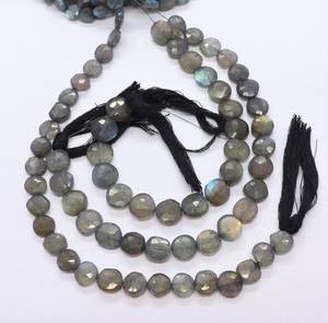 Natural Flashy <b>Labradorite</b> Faceted Coin Shape Beads 7-8MM <b>Labradorite</b> Gemstone Beads <b>Labradorite</b> Coin Beads Strand For Jewelry - Product Image 1