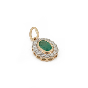 Colgante de Diseño Minimalista y Elegante con Esmeralda y Diamantes en Engaste de Bisel, Oro Amarillo Puro K14, Piedra de Nacimiento de Mayo, Joyería Nueva para Mujer - Product Image 3
