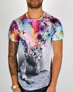 Camiseta de Manga Corta Casual de Poliéster/Algodón con Impresión Digital Personalizada, 160g, Color Sólido, para Hombre - Product Image 1