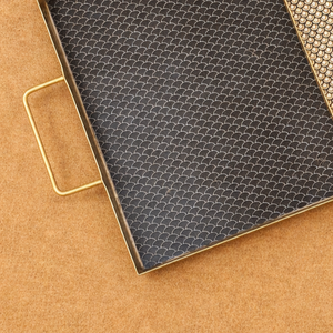 Juego de Bandejas de Servir de Metal Estilo Nórdico con Asas, Diseño Geométrico, Negro y Dorado, Plato Decorativo para Hogar, Hotel, Catering - Product Image 4