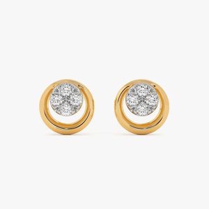 Pendientes de Oro Amarillo con Diamantes Cultivados en Laboratorio en Forma de Racimo Floral Circular - Product Image 3
