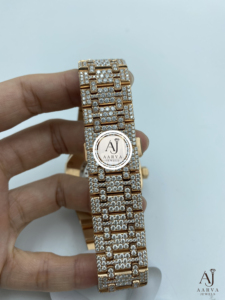 Montre chronographe à quartz en acier inoxydable Ice Cubed Diamond, cadran analogique 20 mm, ton or rose, bracelet, cadeau bijou - Product Image 2