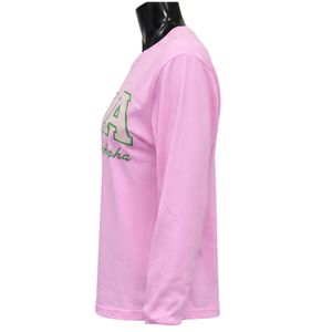Camiseta Rosa de Manga Larga para Mujer, Estampado Gráfico Informal, Top de Moda Urbana, Camiseta de Algodón, Ropa Elegante para Mujer, Venta al por Mayor - Product Image 4