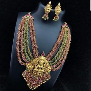 Nagas <b>Pearl</b> Style Alloy Gold Plated Oxidized Polish Casual Fashion Jewelry <b>Necklace</b> <b>Set</b> From India Nova Mart - Product Image 1
