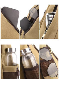 Mochila Bandolera de Lona Vintage, Bolso de Pecho Cruzado para Hombre y Mujer, Informal, para Viajes, con Múltiples Bolsillos con Cremallera - Product Image 2