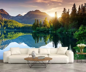 Montaña con <span class=keywords><strong>lago</strong></span> foto papel pintado paisaje pared <span class=keywords><strong>Mural</strong></span> para dormitorio sala de estar TV Fondo sofá pared - Product Image 3