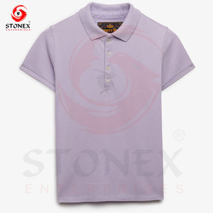 เสื้อโปโลสีลาเวนเดอร์สำหรับผู้หญิงขายส่ง ปักลายตามสั่ง ผ้าคอตตอนปิเก้ แขนสั้น ผู้ผลิตเสื้อผ้า OEM - Product Image 3