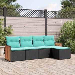 Ensemble de canapés de jardin modulaires en rotin PE noir, meubles d'extérieur avec coussins en mousse haute densité pour usage en terrasse - Product Image 1